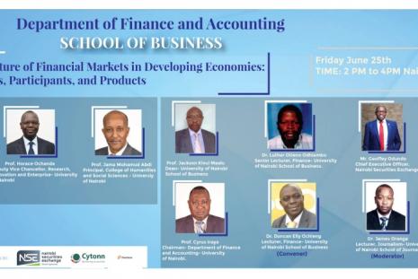 Webinar on The Future of Financial Markets in developing economies: Processes, participants, and Products. 